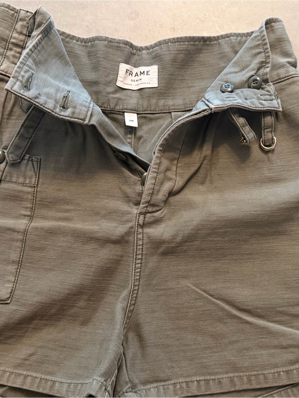 Frame Denim Women's High Waist Shorts in Olive Green